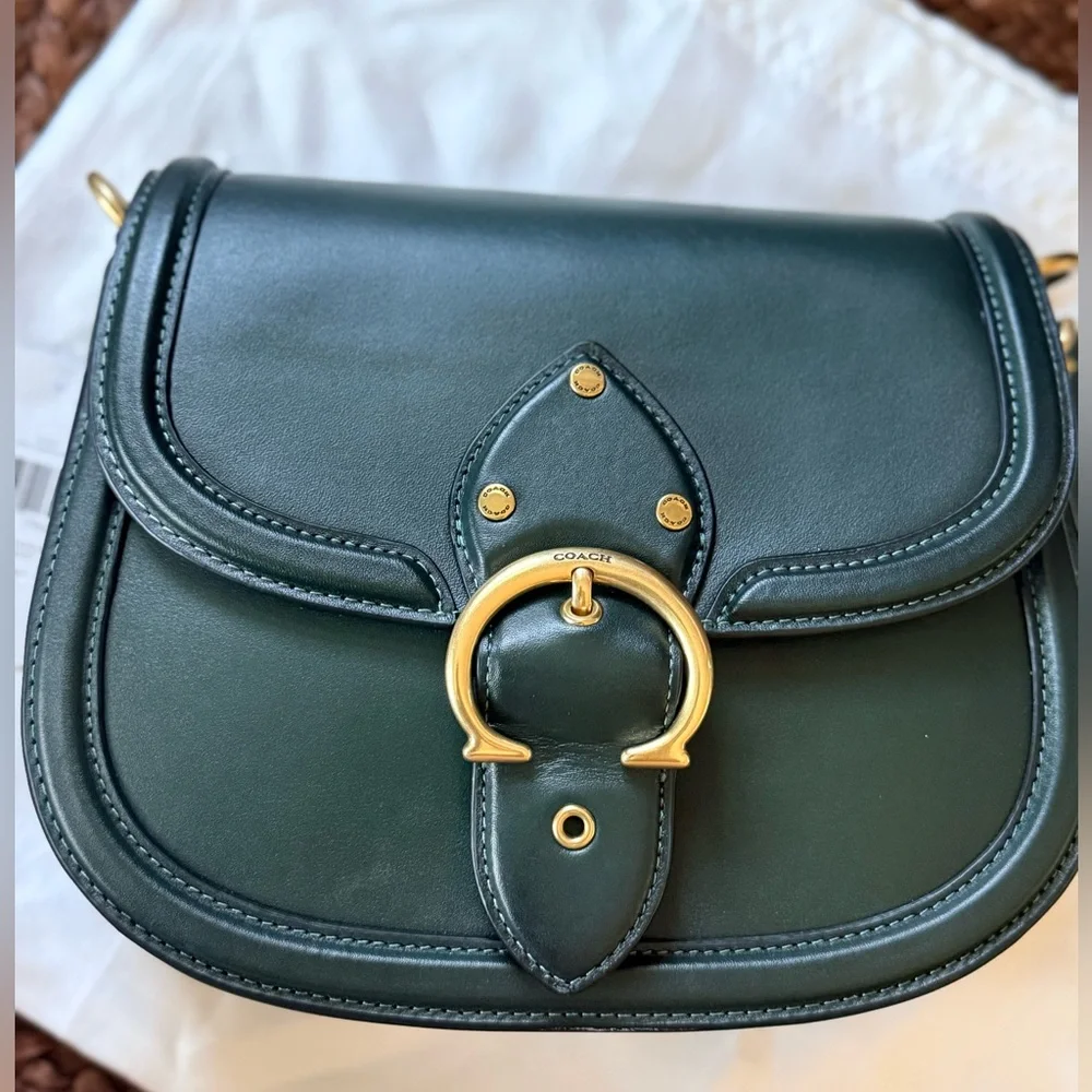COACH Glovetanned Leather Beat Saddle Bag -Green - Picture 2 of 8